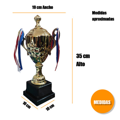 Pack Trilogia Trofeo Copa Deportivo 35,40,44 Cm Alto Dorado - sublimado