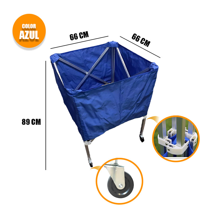 Carro Porta Balones Aluminio Plegable con Ruedas