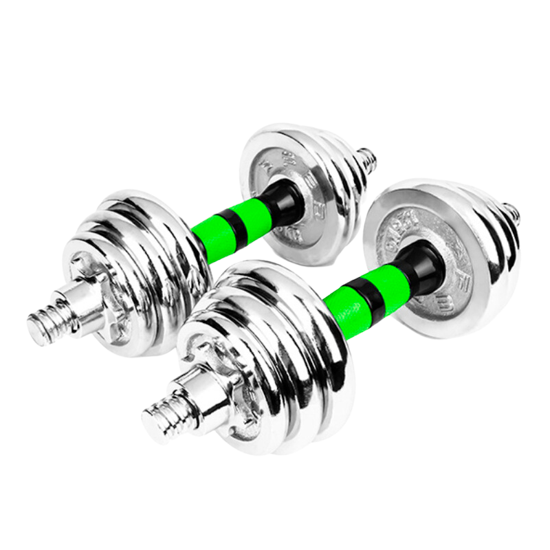 Set 2 Mancuernas Pesas acero cromado + Discos 15 Kg