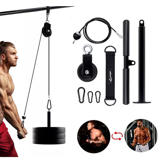Set Polea Hogar Biceps/Triceps + Barra + Cable + Rueda + Bastón 004