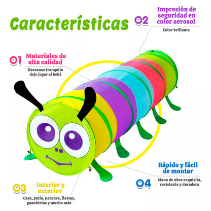 Carpa Túnel Infantil Gusano Diámetro 46cm - L 180cm
