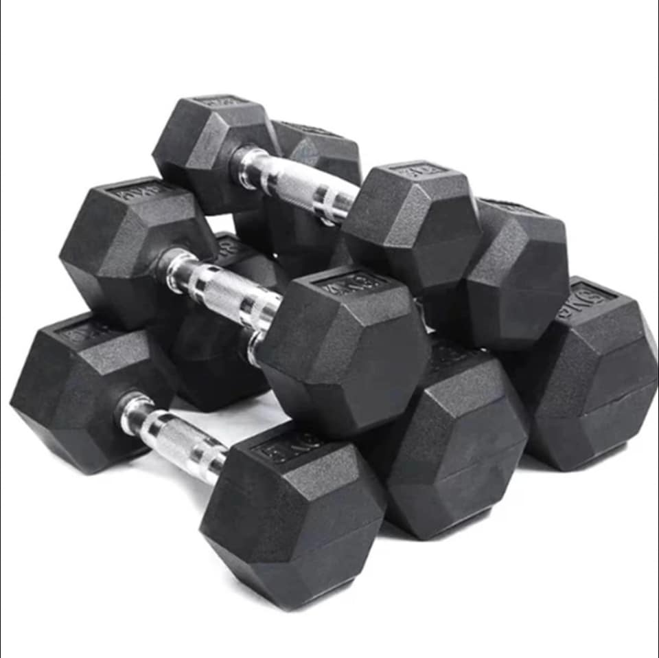 Mancuerna Hexagonal Caucho Goma Crossfit Funcional 15 Kg - UNIDAD