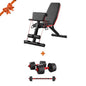 PACK BANCA CURL INCLINABLE MULTIFUNCIONAL +PAR MANCUERNAS +20KGS EN DISCOS
