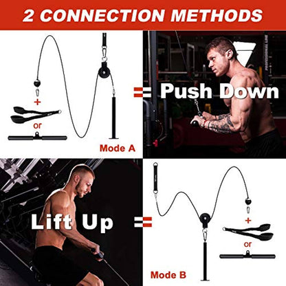 Set Polea Hogar Biceps/Triceps + Barra + Cable + Rueda + Bastón 004