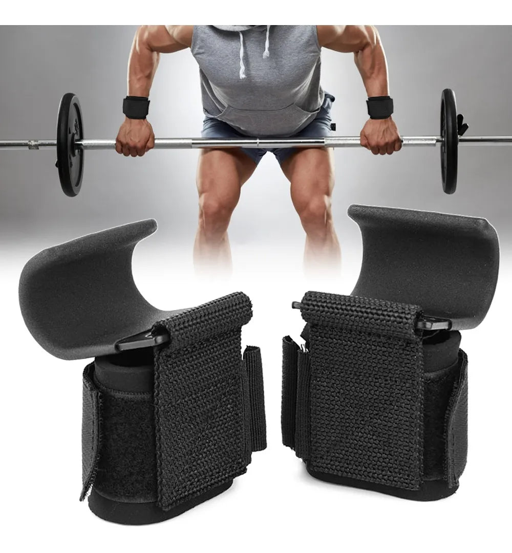MuÃ±equera Con Gancho. Levantamiento Pesas Gimnasio Crossfit - Negro