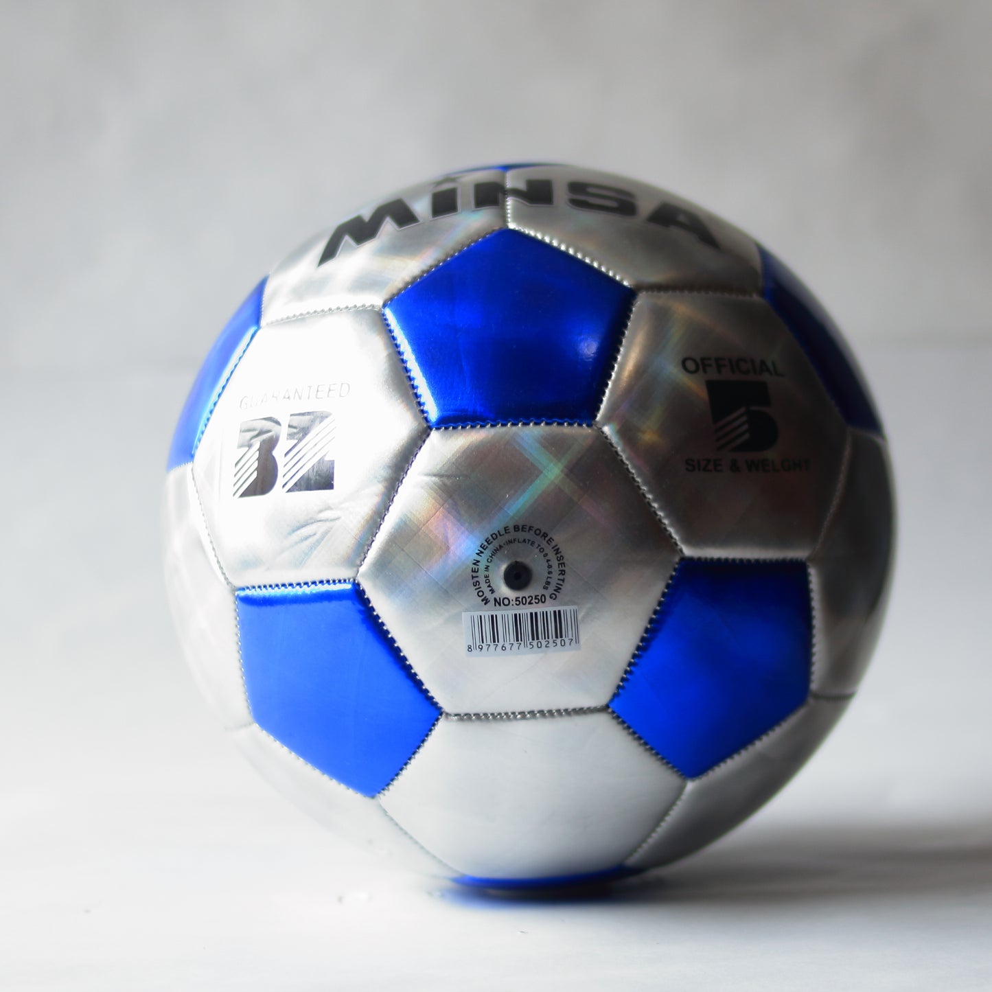 Balón Fútbol MINSA Tamaño Oficial 5 - Capa Brillante Plateado
